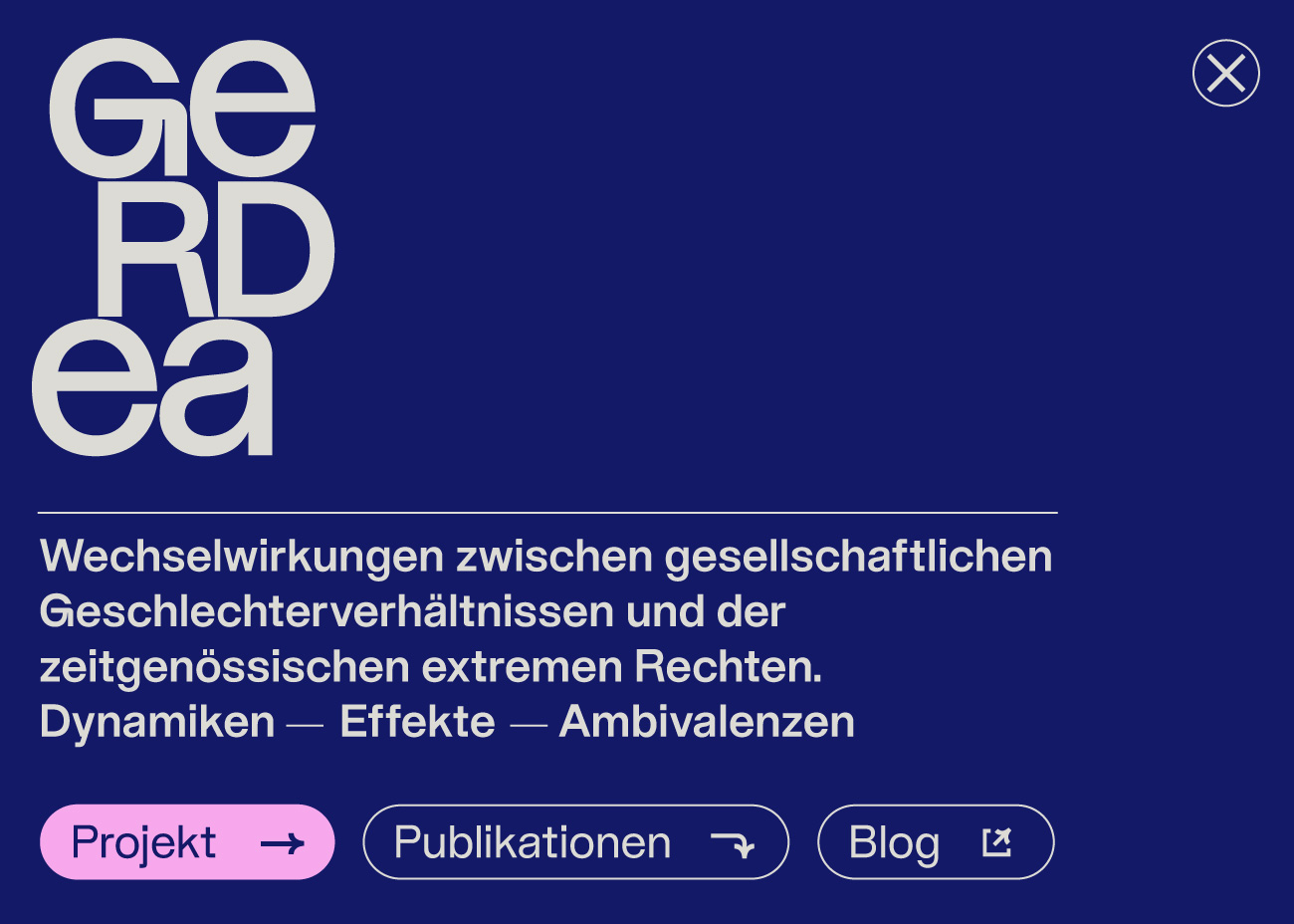 Elemente aus dem Gerdea-Designsystem: Das Logo, Die Schrift, die Buttons und Icons in grau auf dunkelblauem Grund.